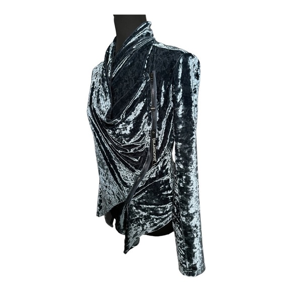 Blank NYC Crushed Velvet Moto Jacket | Draped Zip Up Blazer | Size S - Picture 4 of 12